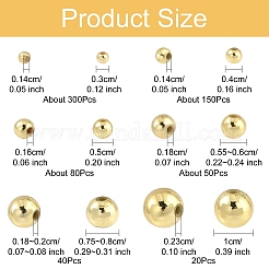 640個 6スタイル ABSプラスチックビーズ  環境に優しい電気メッキビーズ  ラウンド  黄金メッキ  3~10mm  穴：1.4~2.3mm&nbsp;KY-YW0002-15