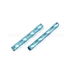 ベーキングペイントガラスツイストラッパビーズ  丸い穴  コーンフラワーブルー  25~27x3mm  穴：1mm  100個/袋&nbsp;GLAA-WH0039-11J