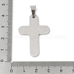 304ステンレスペンダント  聖書のチャーム付き十字架  宗教  変色防止  ステンレス鋼色  37x26x2mm  穴：7x4.5mm&nbsp;STAS-U040-09P