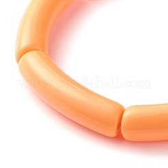 キャンディーカラー分厚いアクリルカーブチューブビーズストレッチブレスレット女性用  ミックスカラー  内径：2-1/8インチ（5.3cm）&nbsp;BJEW-JB07312