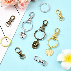 DIY 合金製回転式ロブスター クロー クラスプと鉄製スプリット キー リング キーチェーン検索キット  アンティークブロンズ  21~30.5x11x6mm  穴：5x9mm&nbsp;DIY-YW0010-44AB