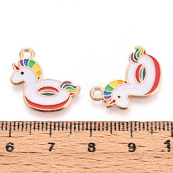 ビーチをテーマにした合金エナメルペンダント  ライトゴールド  ユニコーン  17x19x1mm  穴：1.8mm&nbsp;ENAM-T022-33G