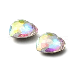 K9ガラスラインストーンカボション  フラットバック＆バックメッキ  多面カット  ハート  ミックスカラー  18x18mm&nbsp;RGLA-P035-02C-M
