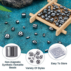 135Pcs 9 Styles Non-magnetic Synthetic Hematite Beads&nbsp;G-CD0001-12