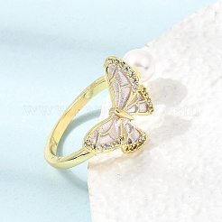 Adjustable Brass Micro Pave Cubic Zirconia Enamel Finger Rings&nbsp;CU-CBABA66-07B-G