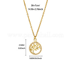 真鍮製マイクロパヴェクリアキュービックジルコニア生命の樹ペンダントネックレス（女性用）  18KGP本金メッキ  14.96インチ（38cm）  ペンダント：21x16mm&nbsp;WGFA3A6-01