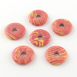 染められたドーナツ/円盤混合石ペンダント  ドーナツ幅：8mm  22x4mm  穴：6mm&nbsp;G-R338-M