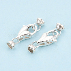 925スターリングシルバーカニカン  スタンプ925個とコードエンド付き  銀  25x9x4.5mm  穴：3.5mm&nbsp;STER-T008-75S