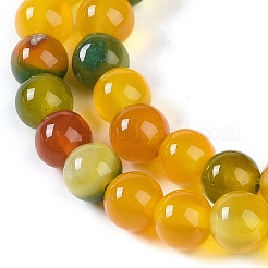 天然石縞瑪瑙/バンデットアゲートビーズ連売り  染め  ラウンド  ゴールド  6mm  穴：0.8mm  約32個/連  7.60''（19.3センチメートル）&nbsp;G-Z060-A01-A18