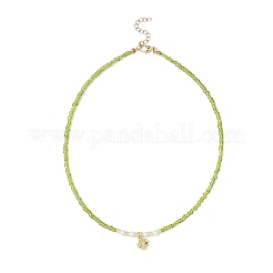 6Pcs 6 Colors Saint Patrick's Day Brass Clover Pendant Glass Seed Beaded Necklaces for Women&nbsp;NJEW-JN05642
