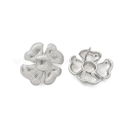 真鍮の花のスタッドピアス  鉛フリー＆カドミウムフリー  長持ちメッキ  ラックめっき  プラチナ  18x17mm&nbsp;EJEW-R016-17P