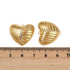 304ステンレススチールラインストーンペンダント  イオンプレーティング（ip）  ハートチャーム  18KGP本金メッキ  クリスタル  19.5x21.5x6.5mm  穴：1.4mm&nbsp;STAS-L290-39G