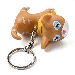 樹脂キーホルダー  PUレザーの装飾と合金のスプリットリング付き  猫の形  ペルー  9cm&nbsp;KEYC-P018-A05