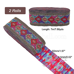 Ethnic Style Polyester Ribbon&nbsp;OCOR-WH0079-76B