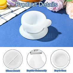 コーヒーカップシリコン型1セット  合金クリップ1個付き  ジャーナルページホルダー用の金属製ブッククリップ  UVレジン用  エポキシ樹脂工芸品作り  ホワイト  90x12.5mm&nbsp;DIY-CJ0003-22