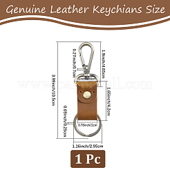 牛革と合金のキーホルダー  回転式ナスカン付き  砂茶色  10.15cm&nbsp;KEYC-WH20005-24B