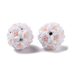 Luminous Polymer Clay Rhinestone Flower Beads&nbsp;RESI-C048-01B