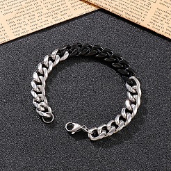 Two-tone 304 Stainless Steel Cuban Link Chain Bracelets for Men&nbsp;FS-WG114D5-05