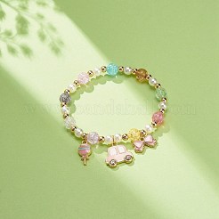 カラフルな合金エナメルかわいいチャーム ブレスレット  女性用プラスチック パール & アクリル & 合成ヘマタイト ラウンド ビーズ ブレスレット  混合模様  ペンダント：8~35x6.5~18.5x1~3.5センチメートル  内径：2-1/8インチ（5.5cm）&nbsp;BJEW-JB08661
