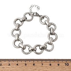 女性用304ステンレススチールリンクチェーンブレスレット  リング  ステンレス鋼色  6.65インチ（16.9cm）&nbsp;BJEW-P388-02B-P