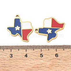 304ステンレススチールエナメルペンダント  マップチャーム  イオンプレーティング（ip）  ゴールドカラー  19.5x18x1.5mm  穴：1.6mm&nbsp;SA-CBA7876-38G-04