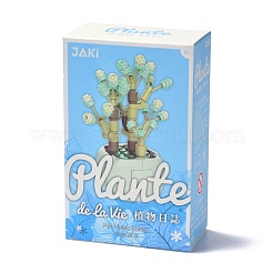 プラスチック多肉植物植物ビルディングブロックDIYおもちゃセット  多肉植物盆栽モデル  ギフトの家の装飾のため  淡いターコイズ  75x70x110mm&nbsp;DIY-I077-04
