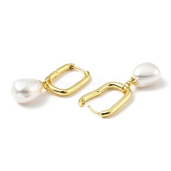 Plastic Pearl Dangle Hoop Earrings&nbsp;EJEW-A070-03G