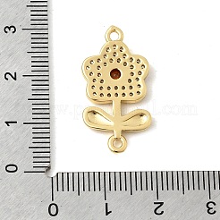 Brass Micro Pave Clear and Red Cubic Zirconia Flower Connector Charms&nbsp;KK-A296-08C-G