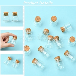 18 個のガラス瓶  コルクプラグ付き  ウィッシングボトル  コラム  透明  3x3cm  容量：10ml（0.34fl.oz）&nbsp;CON-FS0001-14A