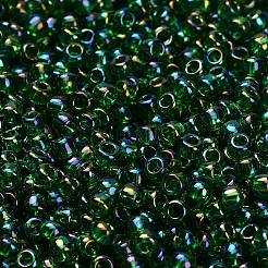 トーホー 8/0ラウンドビーズ  日本製シードビーズ  （167b）透明なabグラスグリーン  3mm  穴：1mm  約1110個/50g&nbsp;SEED-XTR08-0167B