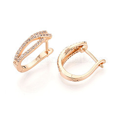 Brass Micro Pave Cubic Zirconia Stick Hoop Earrings&nbsp;EJEW-T048-34G