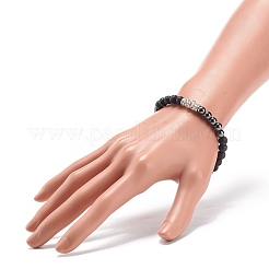 女性用宝石と合成ヘマタイトストレッチブレスレット  内径：2-1/8インチ（5.5cm）&nbsp;BJEW-JB08472