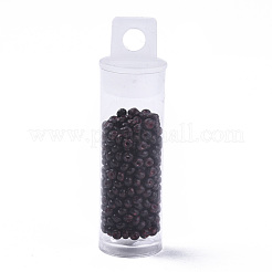 チェコガラスビーズ  ラウンドガラスシードビーズ  ベーキングペイントスタイル  ココナッツブラウン  8/0  3x2mm  穴：1mm  約10 G /ボトル&nbsp;SEED-R047-B-99190