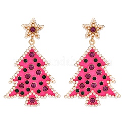Christmas Trees with Star Alloy Dangle Stud Earrings for Women&nbsp;EJEW-Z078-02B