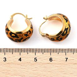 Leopard Print Brass Enamel Hoop Earrings for Women&nbsp;EJEW-U055-11A-G