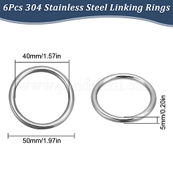 304ステンレススチール製リンキングリング6個  DIYマクラメクラフト用品  リング  ステンレス鋼色  50x5mm  内径：40mm&nbsp;FIND-SC0010-47