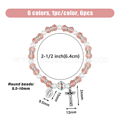 6Pcs 6 Colors Glass & Acrylic Imitation Pearl Beaded Stretch Bracelets Set&nbsp;BJEW-FI0001-37