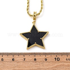Brass Enamel Star Pendant Necklaces for Women&nbsp;NJEW-K381-09G-01