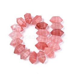 チェリークォーツガラスビーズ連売り  弾丸  多面カット  10x19~19.5x11~11.5mm  穴：1.2~1.4mm  約20個/連  8.07~8.27''（20.5~21センチメートル）&nbsp;G-T142-60