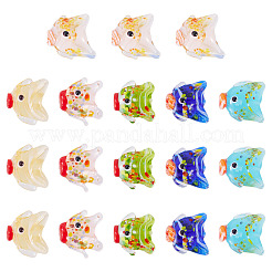 18個6色手作りランプワークビーズ  魚  ミックスカラー  14.5~19x17~21.5x9~10mm  穴：1.2~1.4mm  3個/カラー&nbsp;LAMP-TA0002-12