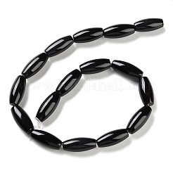 天然ブラックオニキスアゲートビーズ連売り  染め＆加熱  ライス  23.5~25.5x11mm  穴：2mm  約16個/連  15.47''（39.3センチメートル）&nbsp;G-NH0019-C05-14