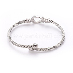 変色しにくい304ステンレススチール製カフバングル  トルク腕輪  ステンレス鋼色  2-3/4インチ（6.9cm）&nbsp;BJEW-L642-32P