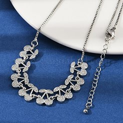 Brass Micro Pave Clear Cubic Zirconia Fruit Bib Necklaces&nbsp;NJEW-F342-01B-P