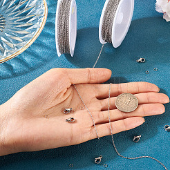 変色しにくい304ステンレススチールアズキチェーンのDIYキット  ロブスタークロークローズと丸カン付き  ステンレス鋼色&nbsp;DIY-PJ0001-42