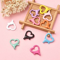 10個10色スプレー塗装された環境に優しい合金カニカン  カドミウムフリー＆ニッケルフリー＆鉛フリー  ハート  ミックスカラー  26x22x5.5mm  穴：2mm  1pc /カラー&nbsp;FIND-YW0002-26