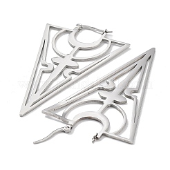 Tarnish Resistant 304 Stainless Steel Hollow Triangle with Cross Hoop Earrings for Women&nbsp;LS-EJEW-R156-09P