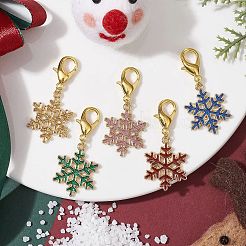 Christmas Sonwflake Alloy Enamel Pendant Decorations&nbsp;HJEW-JM01511