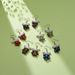ジェムストーン ビーズ ハート バタフライ ダングル イヤリング  女性用304ステンレスジュエリー  47.5mm  ピン：0.8mm&nbsp;EJEW-JE05039