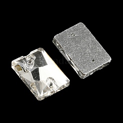 ガラスコネクタチャーム  多面カット  矩形リンク  透明  14x10x4mm  穴：1mm&nbsp;GLAA-A006-09B