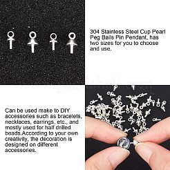 304 Stainless Steel Cup Pearl Peg Bails Pin Pendants&nbsp;STAS-UN0016-47S